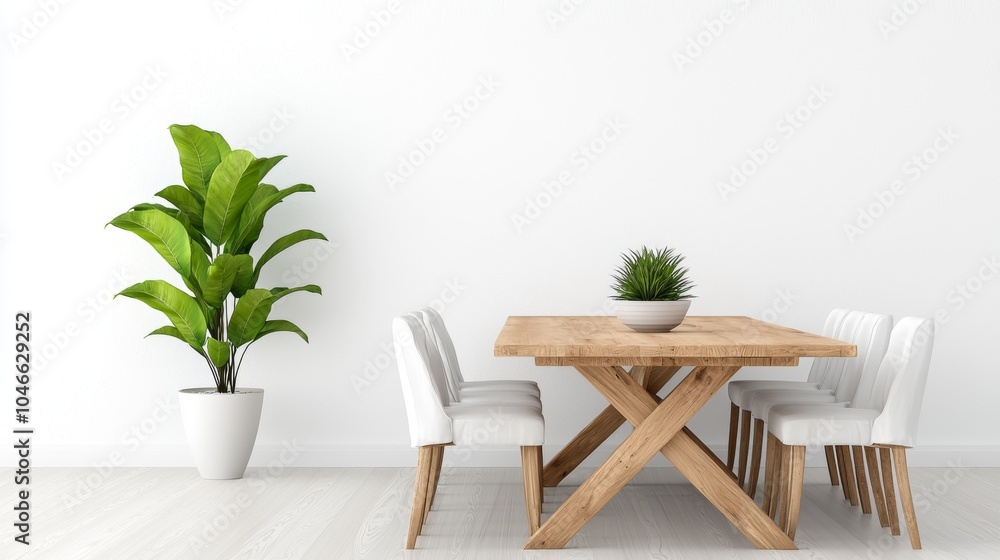 Modern Dining Room with Plant and Minimalist Decor Modern Dining Room with Plant and Minimalist Decor