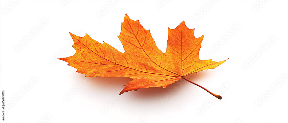 Fototapeta premium Single Orange Maple Leaf Isolated On White Background