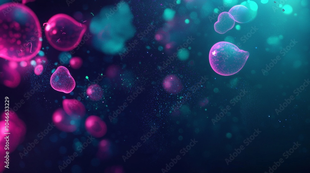 Sparkling particles float on a dark blue and turquoise background, offering ample copy space. The futuristic design evokes energy and motion, perfect for creative projects Sparkling particles float on a dark blue and turquoise background, offering ample copy space. The futuristic design evokes energy and motion, perfect for creative projects