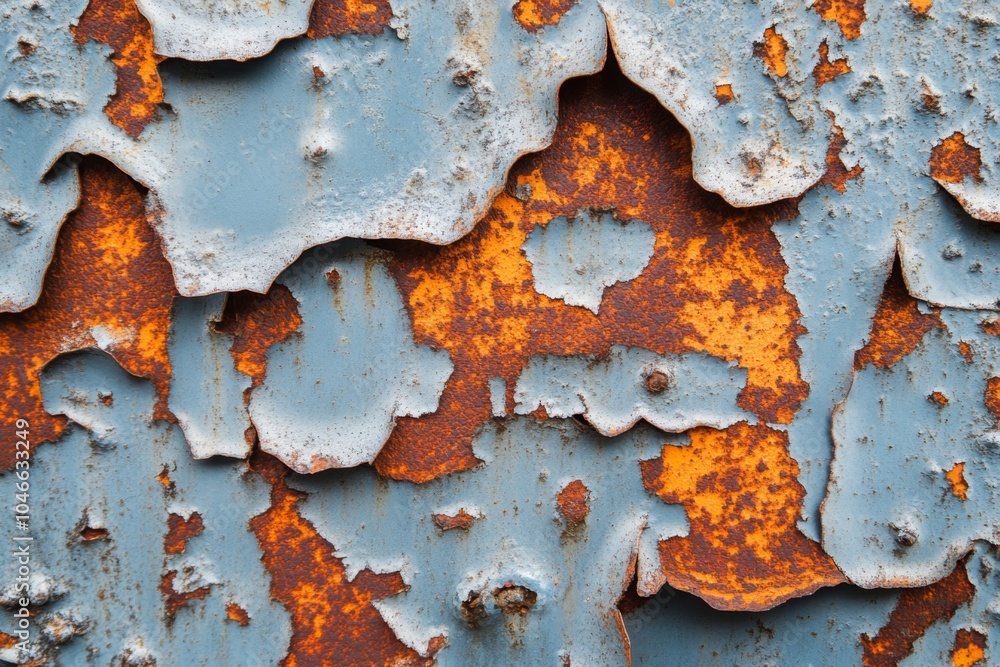 Weathered Metal Surface with Peeling Paint and Rust Patterns Weathered Metal Surface with Peeling Paint and Rust Patterns