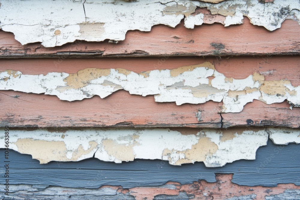 Weathered Wooden Panels with Peeling Paint
