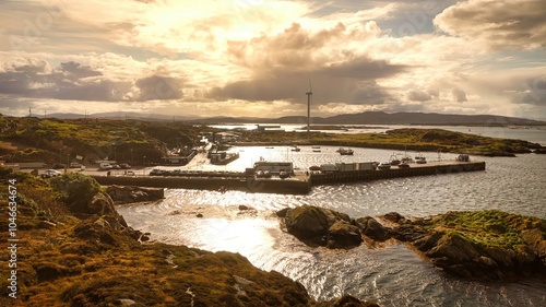 Burtonport Harbour in Donegal a Beautiful Harbor and a Dramatic Sky Above