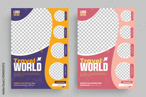 Travel Flyer or Poster Template design layout, Travel agency flyer vector posters for business.	