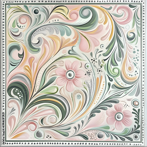 Geometric and Organic Doodle Tile and Carpet Designs with White Borders | Hand-drawn, Abstract, Floral, and Symmetrical Patterns in Soft Pastel and Earth Tones