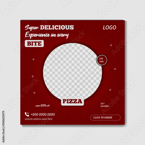 hot delicious pizza fast food online business marketing sale ready junk food special fresh vegetables pizza home delivery food service advertising social media post design template print ready vector