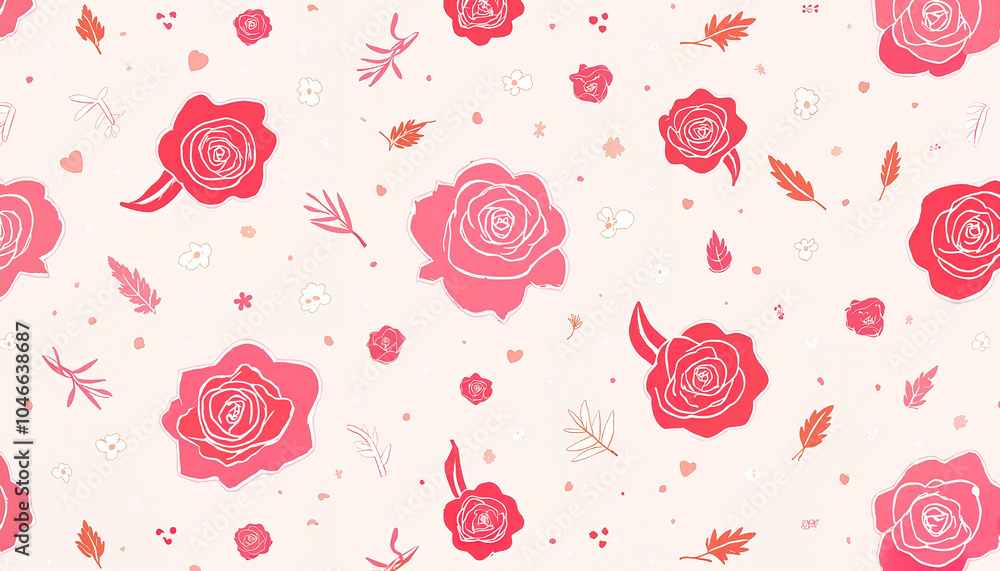 Seamless pattern with roses on light gray background Seamless pattern with roses on light gray background