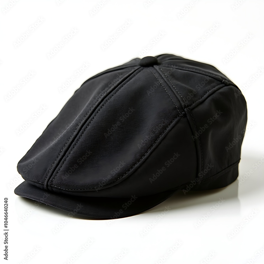 Naklejka premium Black beret cap isolated on white background