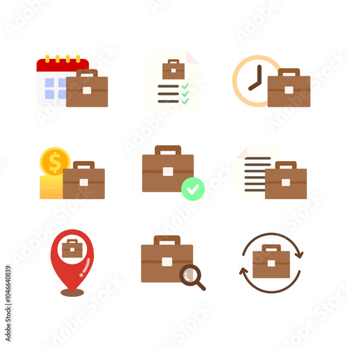 Employment icon set. Business, recruitment, career development, job seeking, salary, work schedule concepts. Flat vector design isolated illustration.