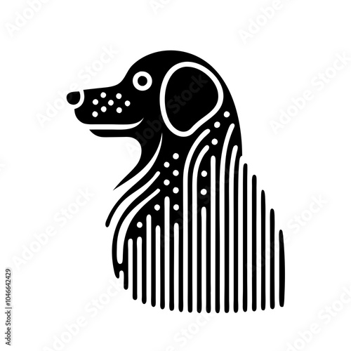 Side Profile of a Dog Head Silhouette in Bold Black Lines photo