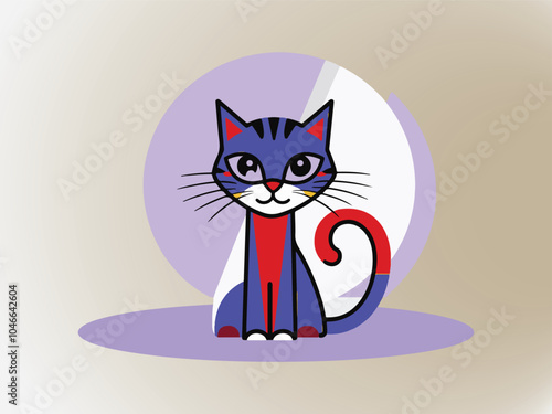 Cat flat vector cartoon style illustration