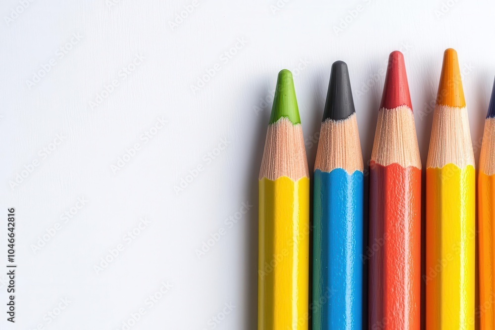 Colored pencils, white isolate background Colored pencils, white isolate background