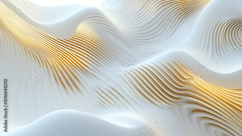 astarte.ai: 3D Render of White and Gold Flowing Abstract Waves