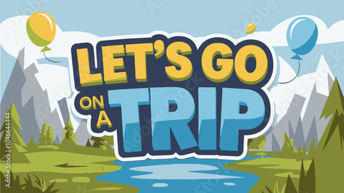 Stylized Travel Logo with Mountains, Water, and Trees for Adventure Branding

