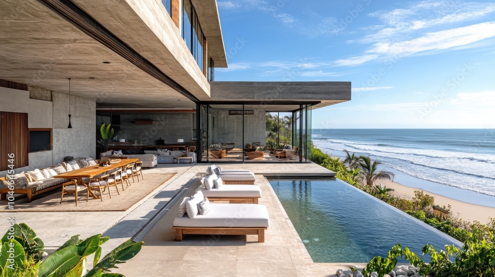 Fototapeta premium Beach house with a large patio.