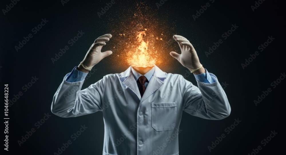 Innovative Scientist Creating Fireball with Futuristic Technology Innovative Scientist Creating Fireball with Futuristic Technology