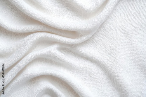 Soft white fabric texture with elegant folds and creases. photo