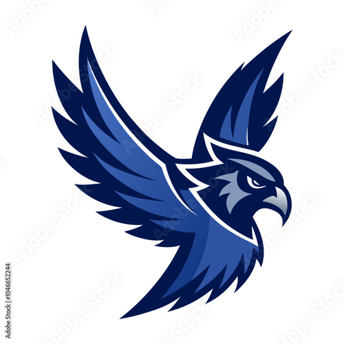 Falcon mascot logo, wings spread in attack mode