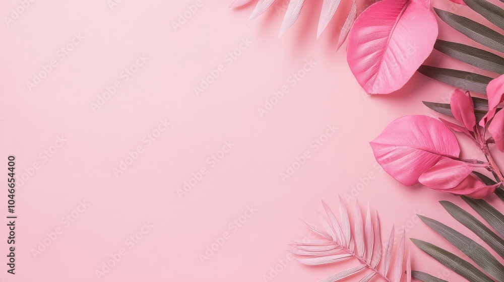 Obraz premium Photo of, Pink background with minimalistic textures and contemporary design elements for banner template, white space in the center of the page for text