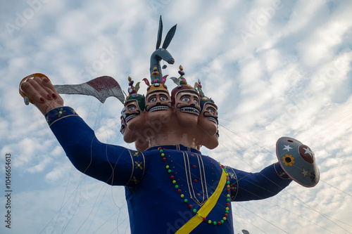 Katni , India - 12 October 2024 A huge effigy of Ravana during Ravana Dahan at Kymore in Katni Madhya Pradesh India