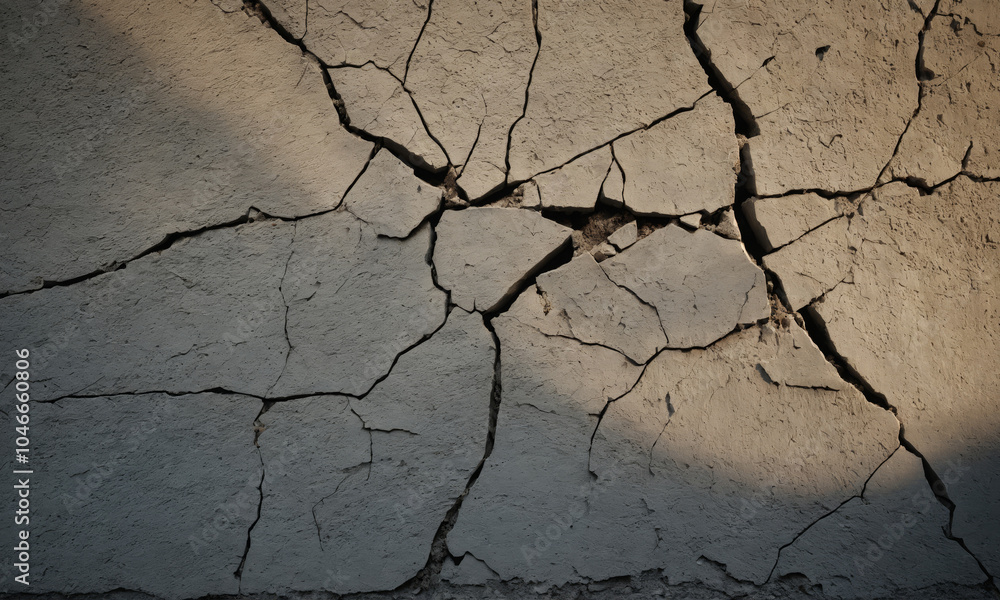 Obraz premium Cracked stucco wall texture with shadows