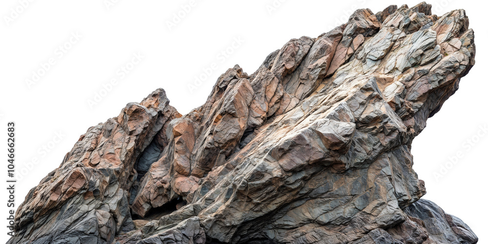 Large Jagged Rock Formation with Rough Texture and Natural Layers on Transparent Background for Geology, Nature, and Outdoor Landscape Designs Large Jagged Rock Formation with Rough Texture and Natural Layers on Transparent Background for Geology, Nature, and Outdoor Landscape Designs