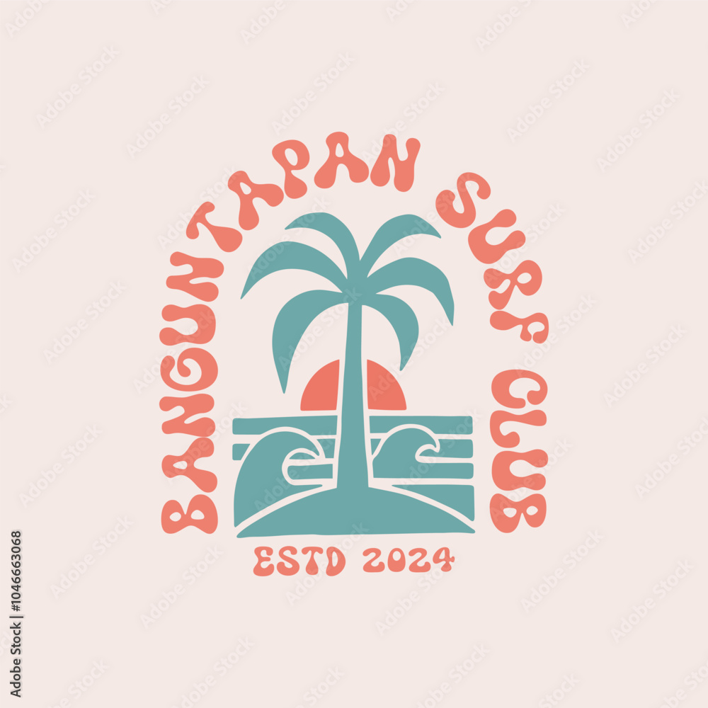 Naklejka premium Vintage surf design template for surf club, surf shop, surf merch.