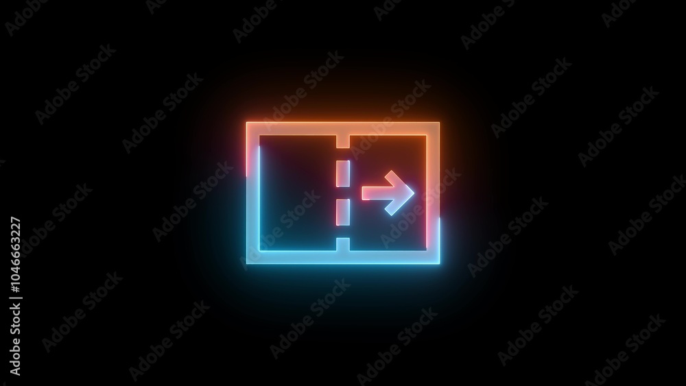 Neon symbol icon, Neon square box icon brown cyan color glowing black background Neon symbol icon, Neon square box icon brown cyan color glowing black background
