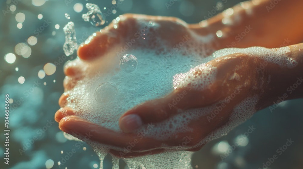 Hands Under Water with Soap and Bubbles Hands Under Water with Soap and Bubbles