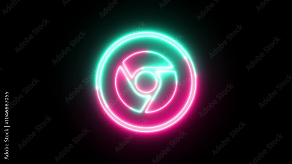 Chrome neon logo brown and green color, lighting effect Chrome neon logo brown and green color, lighting effect