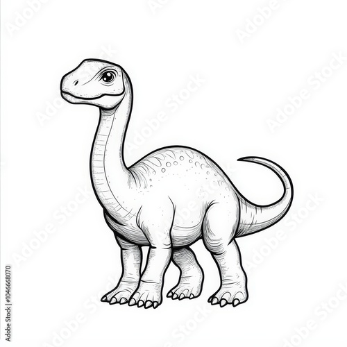 A cute cartoon dinosaur illustration on a white isolated background.