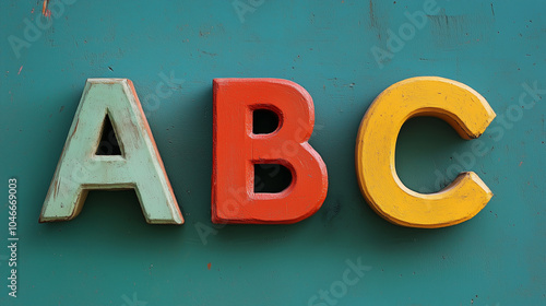 ABC colorful wooden letters,  alphabet, as easy as ABC concept photo