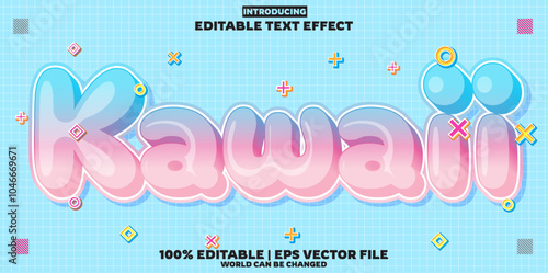 Kawaii new editable text effect in new modern trend style