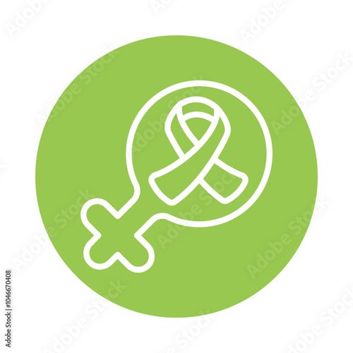 Woman cancer vector Outline Cricle Design icon. Cancer Symbol on White background EPS 10 File