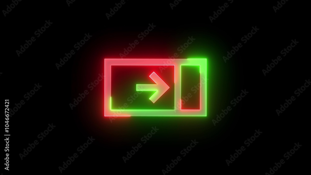 Neon symbol icon, Neon close pane icon green red color glowing black background Neon symbol icon, Neon close pane icon green red color glowing black background
