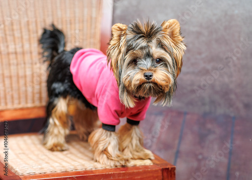 Yorkshire Terrier in a Pink Outfit photo