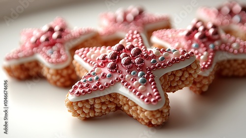3D Illustration of Star-Shaped Rice Treat Ornaments