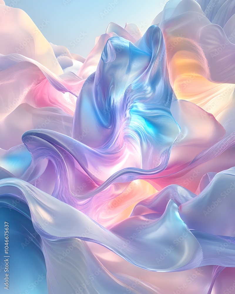 Mesmerizing Morphing Sculptural Waves of Luminous Iridescent Energy in Futuristic Digital Dreamscape Mesmerizing Morphing Sculptural Waves of Luminous Iridescent Energy in Futuristic Digital Dreamscape