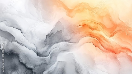 Orange and Black Flowing Ink on Canvas