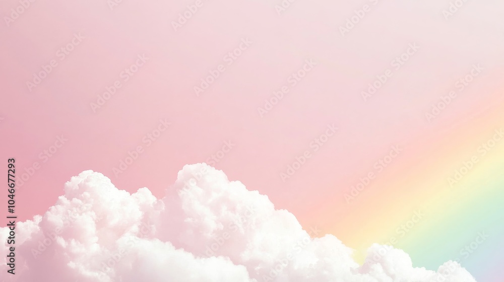 Photo of, Pink background with pastel rainbow gradient and clouds for design, banner template Photo of, Pink background with pastel rainbow gradient and clouds for design, banner template