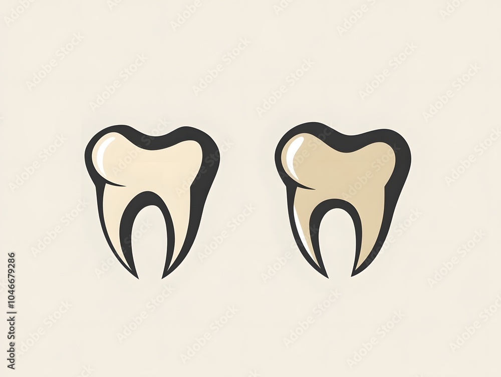Two Dental Tooth Dentist Teeth Icon Logo Two Dental Tooth Dentist Teeth Icon Logo