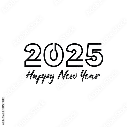 Happy New Year 2025 text design. Cover of business diary for 2025 with wishes. Brochure design template, card, banner. Vector illustration. Isolated on white background.