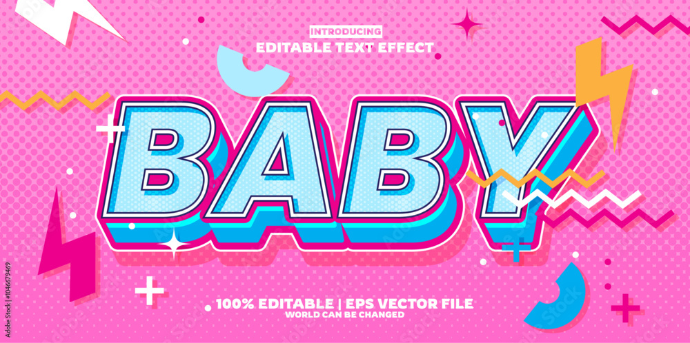 baby 90s editable text effect in new modern trend style baby 90s editable text effect in new modern trend style