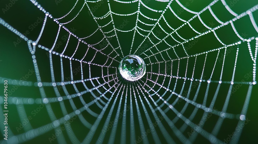 custom made wallpaper toronto digitalGleaming water droplet caught in a spiderweb, fluid threads holding it, illuminated by soft morning light, macro focus, delicate fluid, gleaming reflection