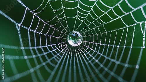 Wallpaper Mural Gleaming water droplet caught in a spiderweb, fluid threads holding it, illuminated by soft morning light, macro focus, delicate fluid, gleaming reflection Torontodigital.ca