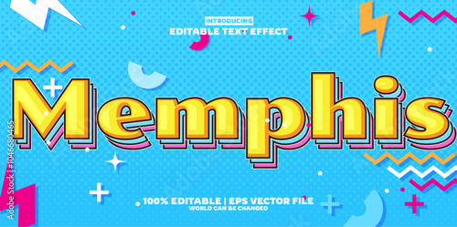 Memphis new editable text effect in new modern trend style