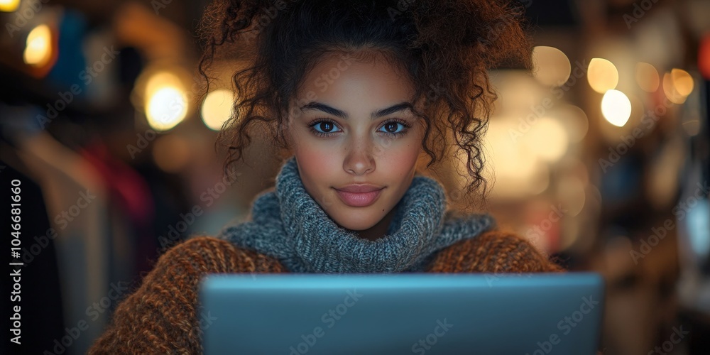Woman browsing online deals for Cyber Monday sales Woman browsing online deals for Cyber Monday sales