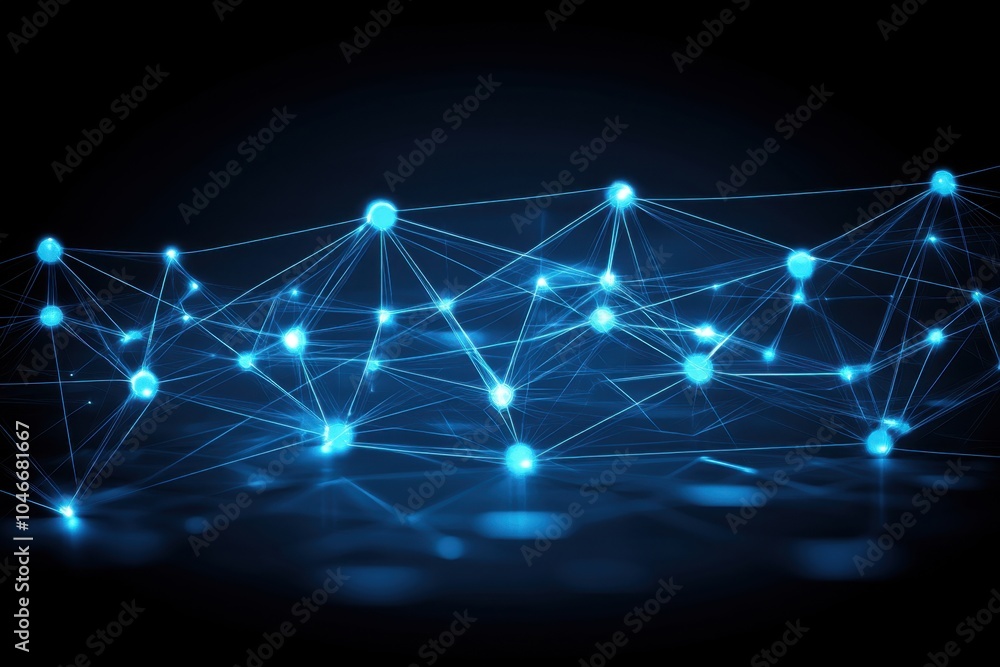 Fototapeta premium Abstract network connections with glowing nodes on dark background