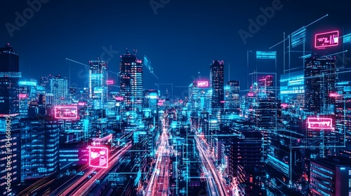 Wallpaper Mural Vibrant Futuristic Holographic Skyline with Retro Vintage Neon Aesthetic Torontodigital.ca