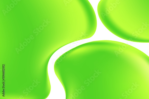 Abstract lime green liquid blobs, flowing fresh aloe vera gel droplets isolated, transparent background with copy space. Fluid organic forms, smooth fluid slime, collagen, serum. Beauty presentation
