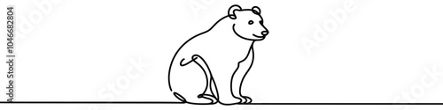 Bear is taking a leisurely stroll in a continuous line drawing